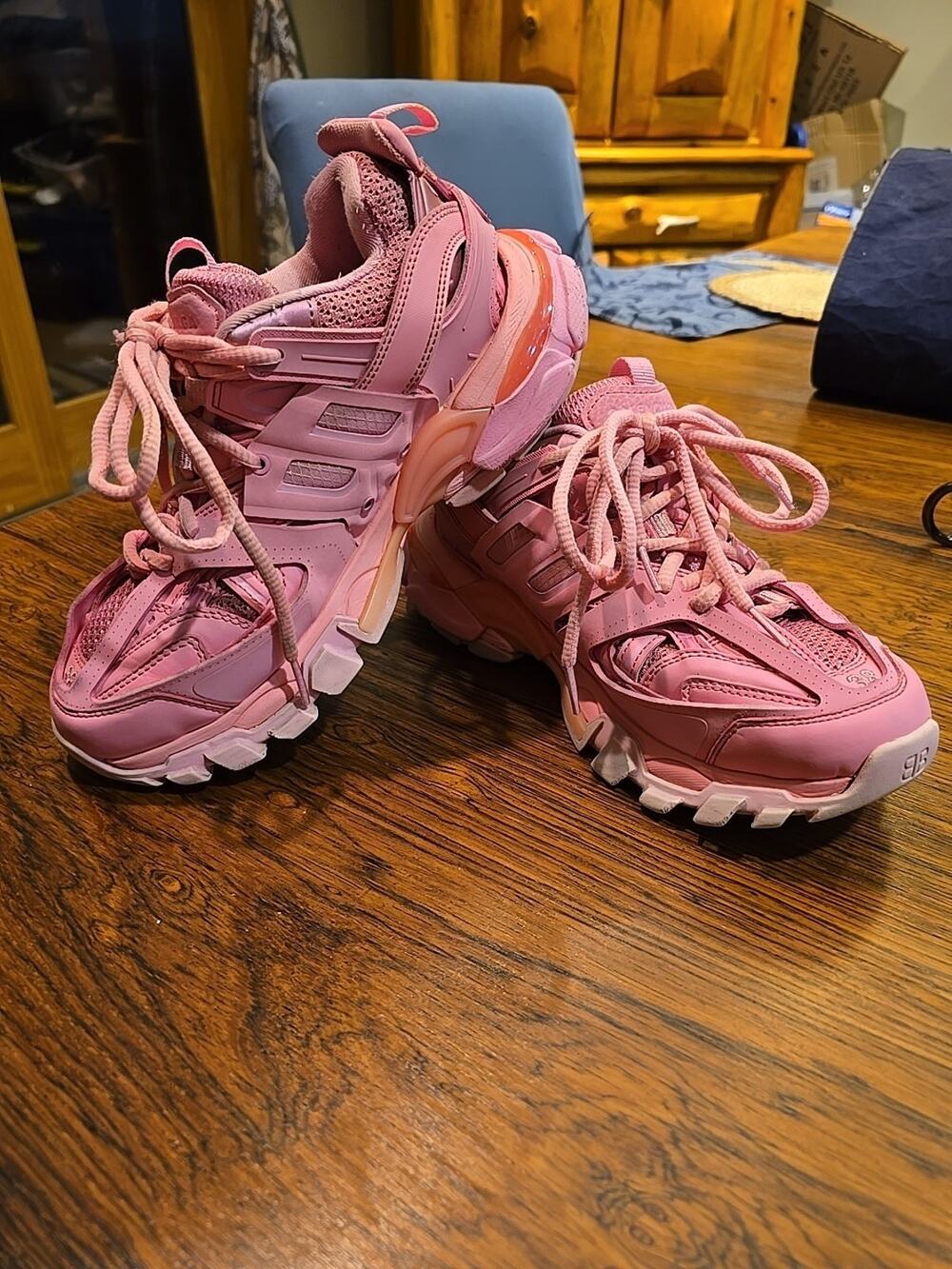 Women's Balenciaga Track Sneakers Pink Mesh Luxury Designer Sneaker Size 5